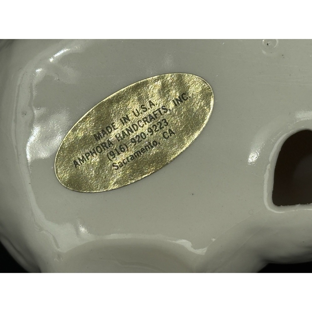 Vintage Sleeping Bunny Rabbit Ceramic Shelf Sitter/Mantel Display White/Pink USA - Picture 9 of 11